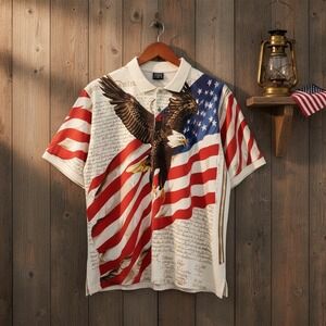 Cotton‎ Traders Sport Men's Polo America Flag Eagle Cotton Patriotic XXL New